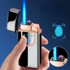 New Touch-sensitive Without Gas-electric Hybrid Windproof Lighter, Power Display, Butane Without Gas, Metal Electronic Cigarette Lighter