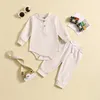 Zestawy odzieży stałe kolory urodzone niemowlę dzieci chłopcy wiosna jesienna długi rękaw romper tops elastyczne spodnie maluch stroje 0-24m
