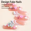 False Nails French Press-on Nail For Women Shiny Butterfly Decor Artificial Manicure Art Hand Decoration