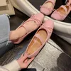 Casual Shoes Leshion of Chanmeb Women Sheepskin Ballet Flats Silver Pink Lovely Bow-Knot Ballerina Soft Comfort Footwear Beige 40