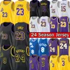 Bryant 6 LeBron 23 James 2023-24 Jersey de basquete Austin Russell d'Angelo Russell Anthony 3 Davis Los City Angele Homem Crianças Crianças Costeiras de Esportes Retro