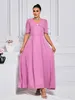 Vêtements ethniques rose à manches courtes Abaya Dubai Luxury 2024 Été élégant arabe musulman Damen Robes Abayas pour femmes Islam robe Femme