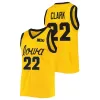 Айова Ястребин Баскетбол Джерси Колледж NCAA Caitlin Clark Size S-4xl All Ed Youth Men White Yellow Round V Collor