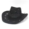 Primavera estate nuovo cappello da cowboy vuoto Cappello di carta intrecciata a mano Terretto da sole traspirante per la protezione da sole jazz cappello per uomini