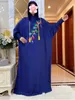 Vêtements ethniques 2024 Nouveau Ramadan musulman deux chapeaux Abaya Dubaï Turquie Islam Clothes 100% coton Batwing Hobes Islam Women Kaftan D240419