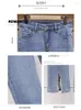 Jeans pour femmes High Quality Luxury Street 2024 Été Perle Slit Micro-Cropped High-Waistled Fared Pantal