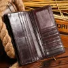 Wallets High Quality Genuine Leather Purse Crocodile Grain Male Clutch Money Bag Card Holder Pack Men Oil Wax Cowhide Long/Short Wallet