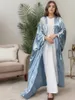 Ubranie etniczne Dubaj Kobiety muzułmańskie satynowe frezowanie otwartą abaya kimono długie maxi sukienka indyka eid impreza kaftan arabska szata maroko jalabiya