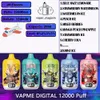 Bästsäljande Vapme Digital 12000 Puff Disposable E-cigarett 20 smaker 20 ml Förladdad patron 0% 2% 3% 5% Koncentration 12K Puffs 850 mAh Uppladdningsbar e-cigarett