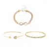 Link Bracelets Retro Bracelet Rhinestone Cuff Set para mulheres Lucky Stack Pack com namoradas ajustáveis