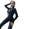 Jumpsuits voor dames met lange mouwen zipper strakke heup jumpsuit skinny raise