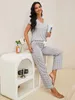 Sleep Lounge Womenge Womens Pyjama Set Sleents Sleepweves Sleepwear 2 pièces Softwewear Floral Prim Pjs Lounge Front Bouton Down Down With Pants D240419