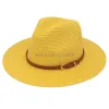 Lente zomer unisex solide kleur panama kleine riem gespog top hoed Brits casual vouwen rietje fedora hoed vrouwen strand zon cap