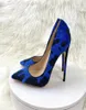 2023 New Luxury Women Shoes Fashion Blue Cow Woman Hairy Flock Pointed Toes High Heel Shoe Comfortable Elegant Ladies Formal Dress9420091