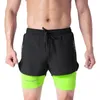 Quick Dried Sports Shorts Mens Basketball Marathon Running Fitness Three Piece Fake Two Anti Light Swimming Pants 240416