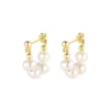 Dangle Earrings Women's Lines Silver/ Gold Color Small Pearl Earing Pendientes Mujer Korea Style Jewelryエレガントなアクセサリー