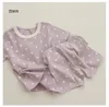 Kledingsets 2024 Zomer Baby snoepkleur Korte mouw Set Infant Boy Girl Dot T Shirts Shorts 2pcs Pak Peuter Katoen Casual Outfits