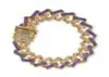 Herren Gold Armbänder Schwarz Blue Diamond Armbänder Schmuck Mode aus Miami Cuban Link Chain Armband 8inch3353204 ECED Out