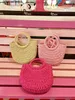 Bolsa de palha semi-circular de verão Tecido para a mão de manual feminina Bolsa de ombro de fashion Saco de praia Bolsa de embreagem 240409