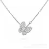 Designer Brand 925 Silver Van Butterfly Full Diamond Necklace Plated with 18k Gold High Edition Precision Collar Chain Elegant and Minimalist Style