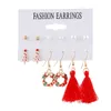 Dangle Ohrringe Weihnachten 6 Paare / Set Baum Schneemann Glockenkranz Bug Schneflake Drop Red Quasten Frauen Geschenke