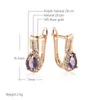 Dingle örhängen juliDream Classic Drop Shape Purple Zircon Full Crystal 585 Gold Color Fashion Jewelry for Women Wedding Accessories