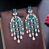 Boucles d'oreilles en peluche pera forme de maillage créatif bleu clair zircone en argent de couleur argent bijoux bijoux long gouttes d'eau suspendue pour les femmes e983