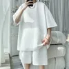 2024 Мужчины Set Fashion Summer Loak Caual T -рубашки высококачественные корейская роскошная одежда Solid Color Shot Sets 240410