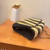 12A Mirror Quality Designer Luxury Chain Bags Creative Color Scheme Raffia Grass Black Apricot Stripes Unika texturdesign Kvinnor med originallåda.