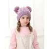 Crochet Girls Bons de tricot Kins Ups Double Balls Softs Double Balls Hiver Chapeau chaud 13 couleurs Extérieur Baby Pompom Caps de ski XCAWEFY3537 GC1124X2