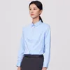 Kvinnors blusar lilla strech smal passande långärmad blusskjorta utan fickor rynkafri bekväm kontors dam solid klänning skjortor