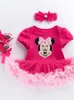 2024 Nieuwe 2024 Summer Girl Cartoon Korte mouwen Rose Red Red Jurk Three Pally Set voor kinderrok