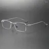 Солнцезащитные очки кадры высочайшего качества ручной работы титановых очков каркас мужчина винтажные прямоугольные компьютерные очки деловые очки
