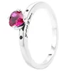 Anello solitario originale 925 sterling argento tu e me rosa inclinarsi solitari con anello cristallino per donne regalo popolare gioielli fai -da -te d240419