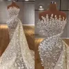 2024 Designer Robes de mariée sirène robe nuptiale dentelle dentelle applique perles perles sweep train organza designer illusion personnalisée