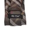 Hi-Tie Brown Plaid Business Mens Tie Silk Luxury Nickties Fashion Tie Chain Hanky ​​Cufflinks Set Design Gift for Men Wedding 240323
