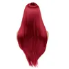 Human Curly Perücken Perücken Mode Womens Mechanisierte Faser Haare Hochtemperatur Seiden Multi -Farbe Split Long gerade Haarwein roter Perücke