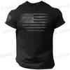 Men's T-Shirts Gym Mens T-shirt 3d Print USA Flag T Shirt Oversized Casual Short-slved Summer Sportswear Men Clothing Ts Tops T240419