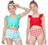 Fashion Girl Two Pieces Plaid Swimsuit Flounce Designer Bikini Set 212T Kids Summer Comfortable Swimwear 2 Style 3 Color6529213