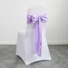 10pcs 17x275 cm złote satynowe krzesło skrzydła kokardki okładki na ślubne bankiety impreza Baby Shower Decorations 240407