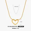 Minimalist Hollow Out Love Necklace for Women Heart-shaped Gold-plated Titanium Steel Lock Bone Chain