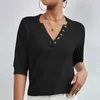 여자 T 셔츠 섹시 티 새로운 캐주얼 V- 넥은 여자 마모 2024 스프링/여름 풀버 짧은 슬리브 스웨터 플러스 사이즈 탑