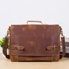 Briefcases Retro Men's Leather Business Briefcase Men Large-capacity Handbag Male Shoulder Cross Computer Bags Crazy Horse