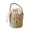 Корейский стиль детский мини -ковш, сумка соломенное крестообразное, сумки для женщин, девочки, монета, пакет на пляж, пляж, 240418