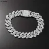 Catena 14mm Hip Hop Shiny Shiny Cuban Link Braccialetti a catena Donne uomini Gold Colore Gold Rhinestone Braccialetti a catena ghiacciata Braccialetti punk Punk Gioielli D240419