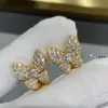 Boucles d'oreilles de créateur originales de qualité supérieure de qualité supérieure V Placage or V Gold Placing Full Diamond Butterfly Oreilles Boucles avancées Bijoux avec logo