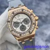 機能的なAPリストウォッチEpic Royal Oak Series 26231or Womens 18K Rose Gold Original Diamond Panda Face 37mm自動機械時計