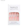 False Nails 24pcs Sweet Gradient Pink False Nails Matte Pink Press on nails Full Cover Wearable Ins Simple Almond Fake nails Manicure Sets Y240419