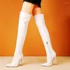 Boots Sexy Party Pumps dames lakleer over de kniefel hoge stiletto's rijden 33 34 44 45