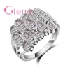 Cluster Rings Vintage Fashion 925 Silver For Women Shiny Clear Cubic Zirconia Beautiful Party Meetig Accessories snabbt